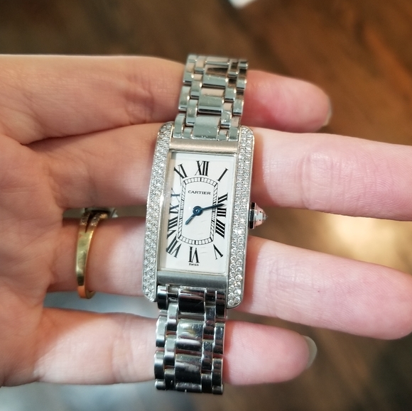 Ladies Cartier Tank Americaine 18k White Gold - Picture 3 of 8